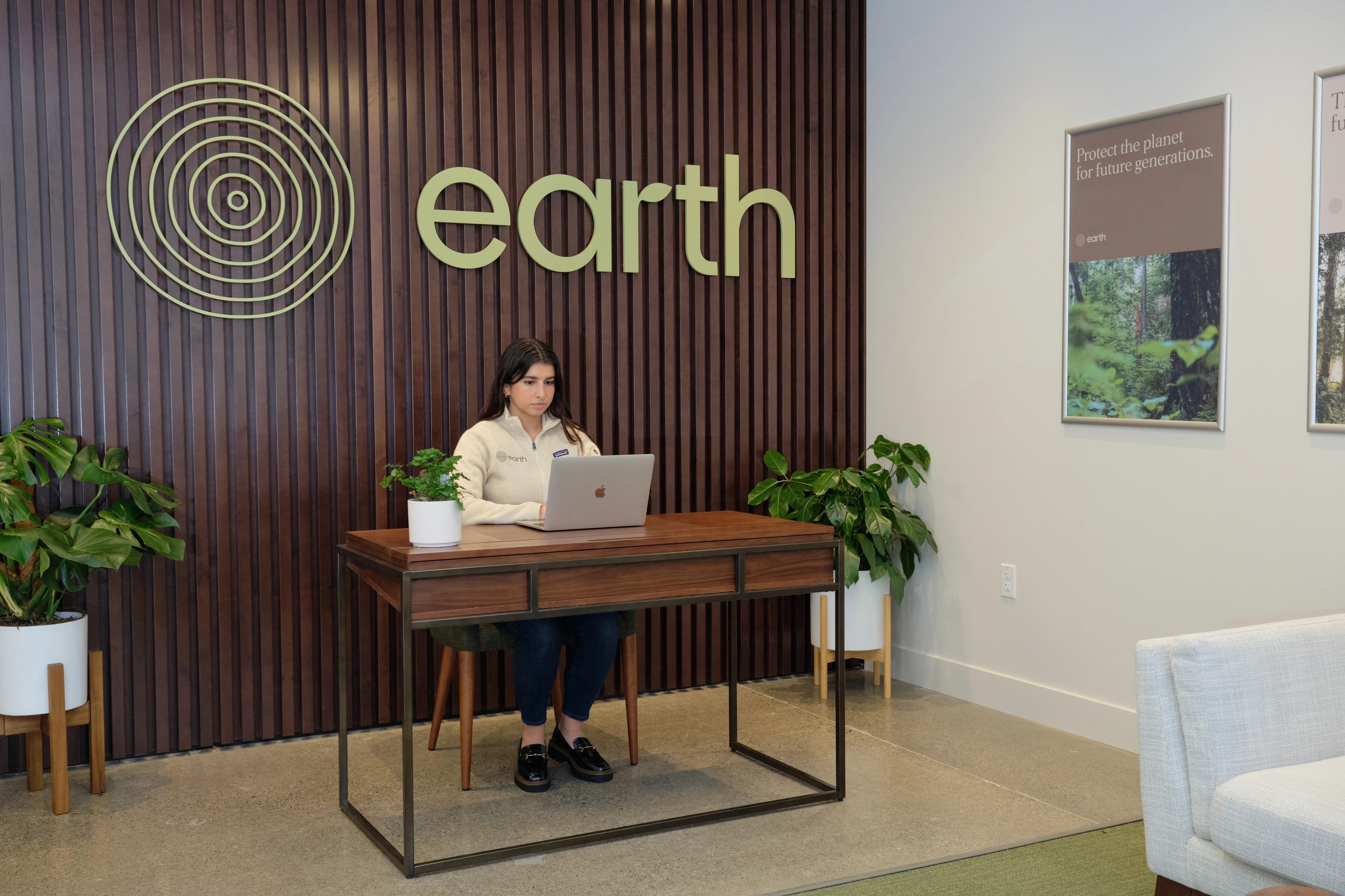 Reception area of Earth Funeral's Pacific Northwest soil transformation facility.